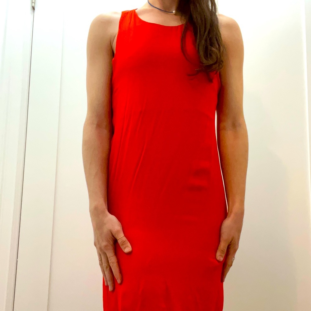 Red silk mini dress. Size 0, lightly worn
